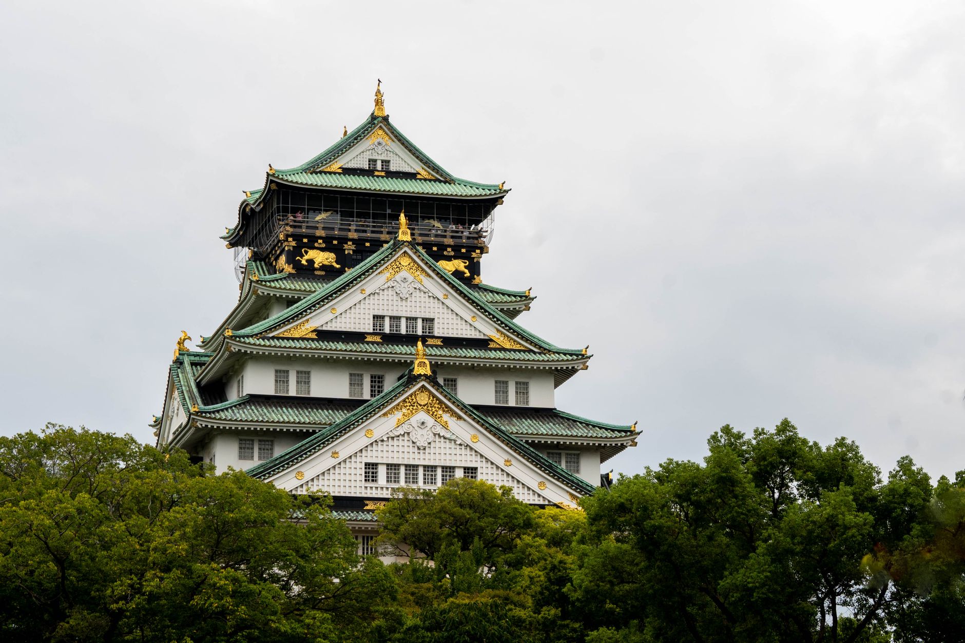 Ancient Japanese castle with samurai warriors, historical period
