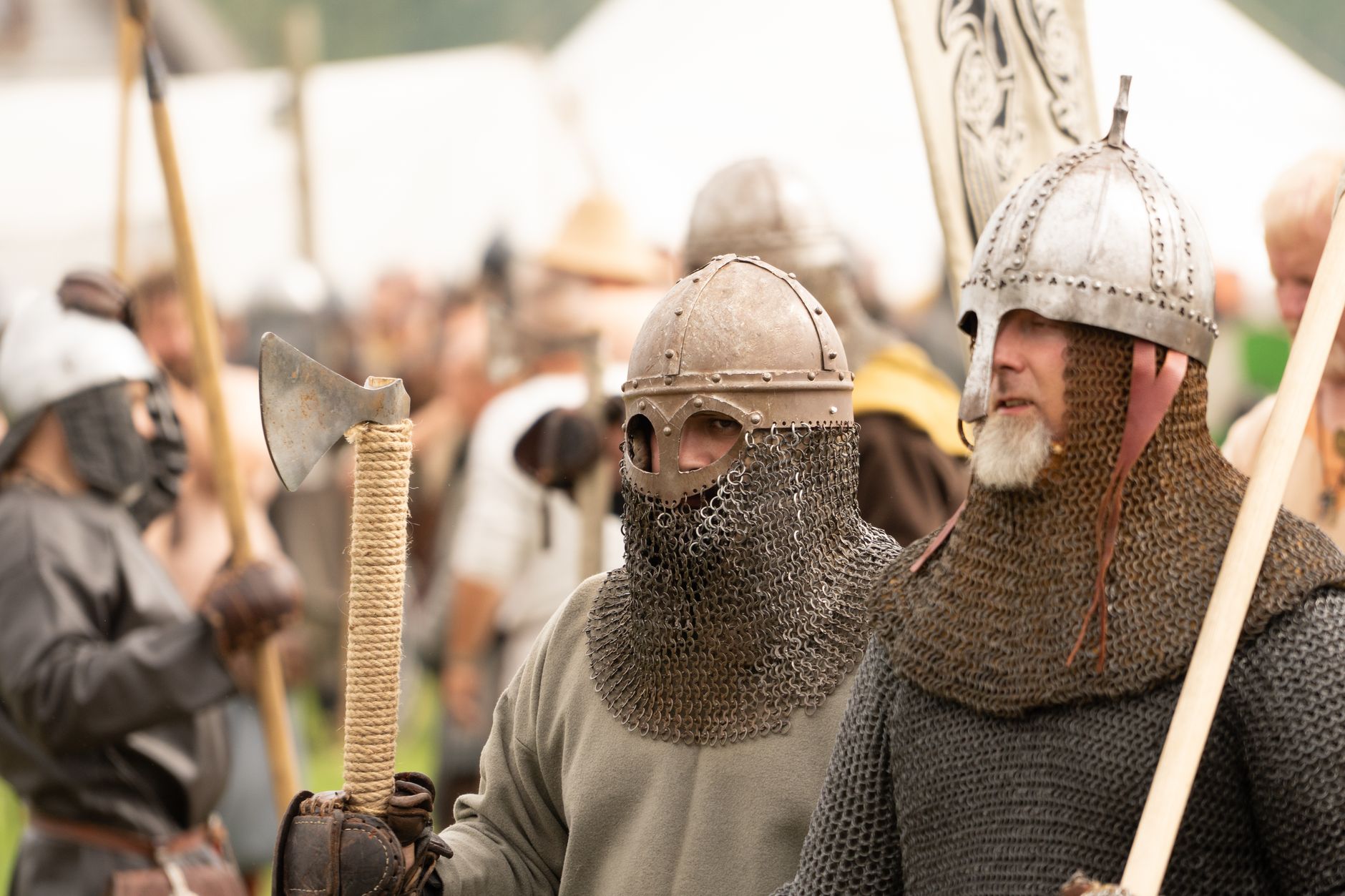 Viking warriors in battle, inspiration for historical anime like Vinland Saga